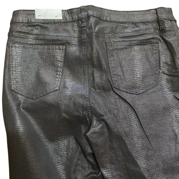 Chicos Size 3 16 Womens So Slimming Girlfriend Coated Silver Gator Ankle Jeans - Picture 9 of 14